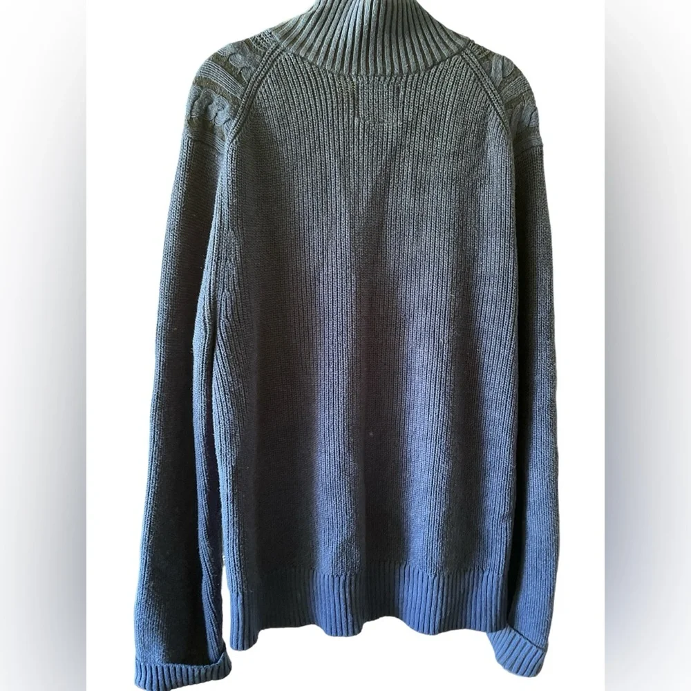 EUC, blue men’s size Large Nautica 100% cotton knit sweater, mock neck, pullover